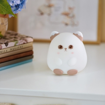 Дитячий силіконовий нічник Котик, білий з бежевим - Pampik - 2