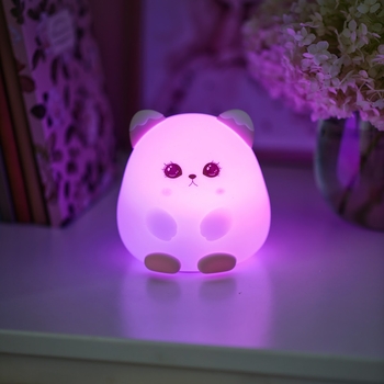 Дитячий силіконовий нічник Котик, білий з бежевим - Pampik - 4