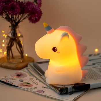 Дитячий силіконовий нічник Єдиноріг Райдужний, білий - Pampik - 2