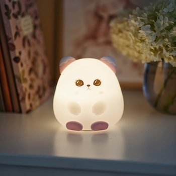 Дитячий силіконовий нічник Котик, білий з бежевим - Pampik - 3