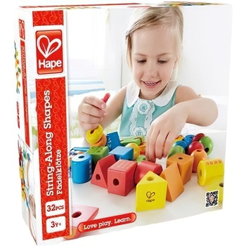 Дерев'яні кубики-шнурівка Hape Фігури (E1019) - Pampik - 6