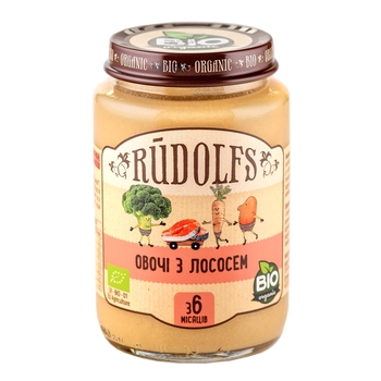 Пюре Rudolfs Овочі з лососем, 190 г - Pampik