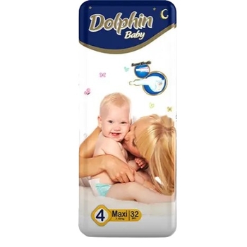 Підгузки на липучках Dolphin Baby 4 (7-18 кг), 32 шт. - Pampik