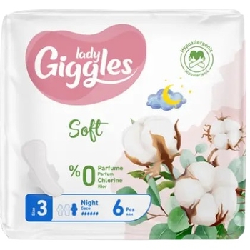 Гігієнічні прокладки Giggles Lady Ultra Soft Night 3, 6 крапель, 6 шт. - Pampik