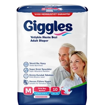 Подгузники для взрослых Giggles Medium, 9 капель, 10 шт. - Pampik