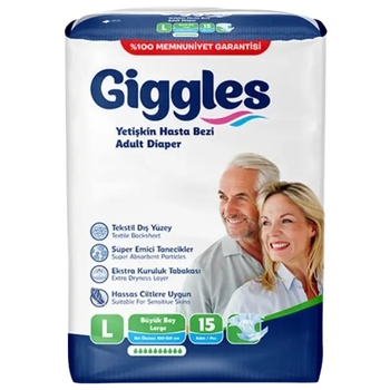Підгузки для дорослих Giggles Large, 10 крапель, 15 шт. - Pampik