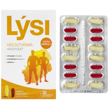 Омега-3 Lysi Health duet комплекс з мультивітамінами, 1000 мг, 64 капсули - Pampik