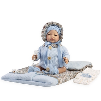 Лялька Munecas De Cuna з ковдрою, блакитний, 45 см (43151) - Pampik