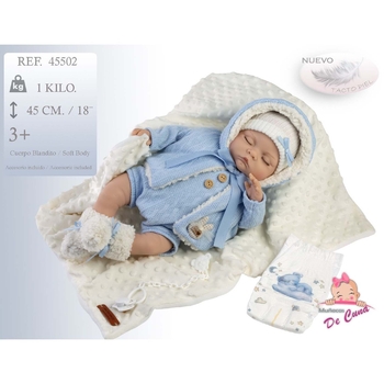 Лялька Munecas De Cuna Елмо у блакитному одязі, 45 см (43236) - Pampik - 2