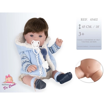 Лялька Munecas De Cuna хлопчик Бруно, з коричневим волоссям, 45 см (43212) - Pampik - 2