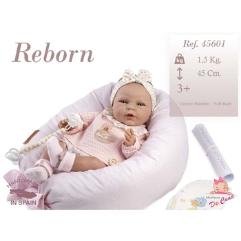 Лялька Munecas De Cuna Reborn Аніта, рожевий одяг, 45 см (45601) - Pampik