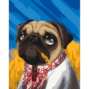 Картина за номерами ArtCraft Мопс у вишиванці 40х50 см (11511-AC) - Pampik