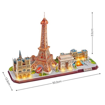 3D пазл CubicFun City Line з LED-підсвіткою Париж (L525h) - Pampik - 4