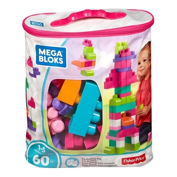 Конструктор Mega Bloks First Builders рожевий у мішку 60 деталей (DCH54) - Pampik