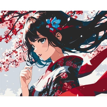 Картина за номерами ArtCraft Дівчина з сакурою 40х50 см (16107-AC) - Pampik