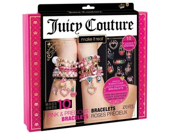 Набор для создания шарм-браслетов Make it Real Juicy Couture Розовый звездопад 470 эл. (MR4408) - Pampik