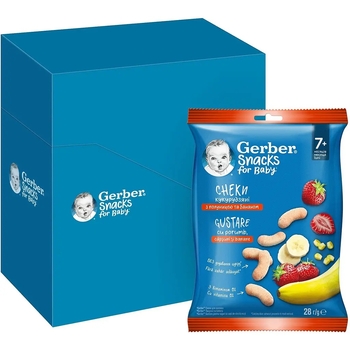 Кукурузные снеки Gerber с клубникой и бананом, 28 г - Pampik - 3