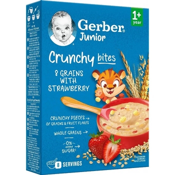 Каша сухая быстрорастворимая Gerber Мультизлаковая с хрустящими хлопьями и кусочками клубники, для детей от 1 года, 200 г - Pampik - 2