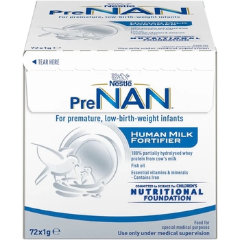 Обогатитель грудного молока Nestle PreNAN для поддержания роста недоношенных и детей, рожденных с низкой массой тела, с рождения, 72 x 1 г - Pampik