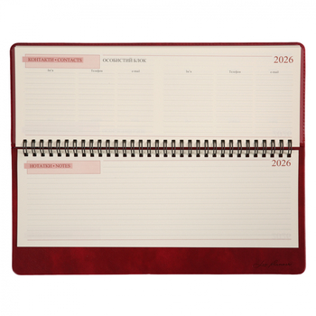 Планінг-щотижневик настільний Leo Planner Persona, датований 2026, 30х14 см, 128 сторінок, бордовий (252656) - Pampik - 3