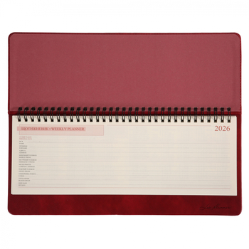 Планінг-щотижневик настільний Leo Planner Persona, датований 2026, 30х14 см, 128 сторінок, бордовий (252656) - Pampik - 2