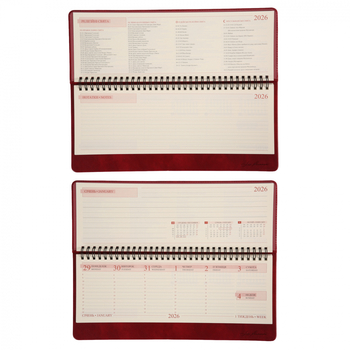 Планінг-щотижневик настільний Leo Planner Persona, датований 2026, 30х14 см, 128 сторінок, бордовий (252656) - Pampik - 5