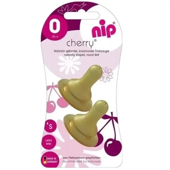 Соска латексная Nip Вишенка, медленный поток, 0+, 2 шт. (93000) - Pampik