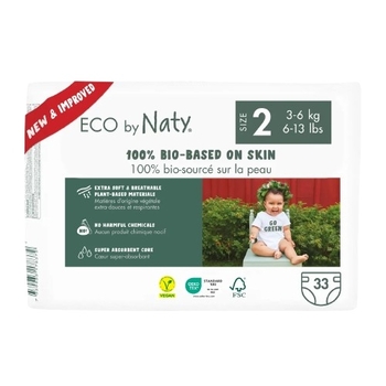 Органічні підгузки на липучках Eco by Naty 2 (3-6 кг), 33 шт. - Pampik