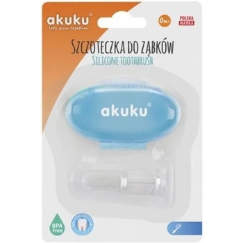Силиконовая зубная щетка и массажер для десен Akuku, голубой футляр (A0263) - Pampik - 2