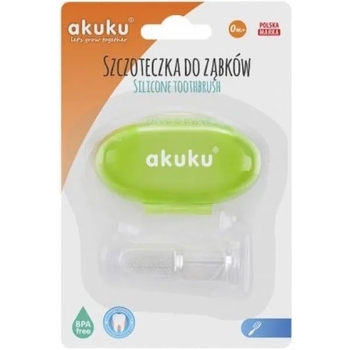 Силіконова зубна щітка і масажер для ясен Akuku, зелений футляр (A0264) - Pampik - 2