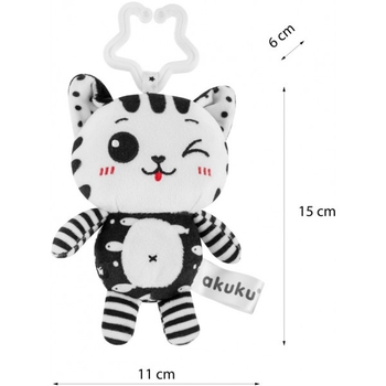 Игрушка-подвеска Akuku Котик, черно-белый (A0658) - Pampik - 2