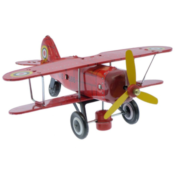 Вінтажна іграшка Bass&Bass Літак, з ключем, 20 см, червоний (B85456) - Pampik