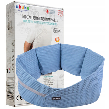 Лікувальний нагрівальний пояс Akuku з вишневими кісточками, синій (A0637) - Pampik - 3