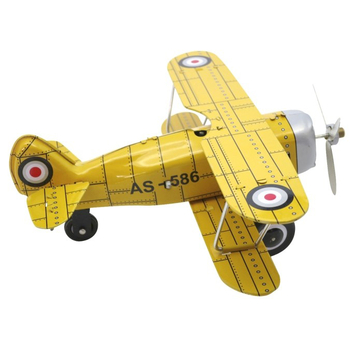 Вінтажна іграшка Bass&Bass Літак, з ключем, 20 см, жовтий (B85455) - Pampik - 2