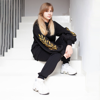 Спортивні штани на флісі Garnamama Pants girl Butterflies 164 Чорний (957828.1312413) - Pampik - 3