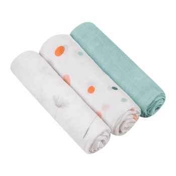 Набор пеленок Lionelo Bamboo Set Dot, 70х70 см, 3 шт., бело-голубой (LO-BAMBOO SET DOT) - Pampik