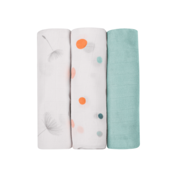 Набор пеленок Lionelo Bamboo Set Dot, 70х70 см, 3 шт., бело-голубой (LO-BAMBOO SET DOT) - Pampik - 2