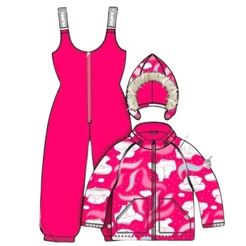 Детский демисезонный комплект Huppa Avery 1, куртка и полукомбинезон, р.92, фуксия с принтом/фуксия (41780114-13263-092) - Pampik