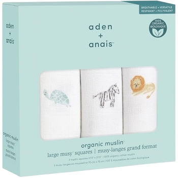 Муслинові пелюшки Aden + Anais Musy Animal Kingdom, 70х70 см, 3 шт., білий (AMSO30003) - Pampik