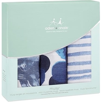 Муслинові пелюшки Aden + Anais Musy Seafaring, 70х70 см, 3 шт., біло-синій (AA7241G) - Pampik