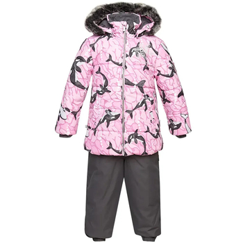 Комплект зимовий Huppa Belinda 1: куртка + напівкомбінезон, р.92, світло-рожевий з сірим (45090130-13303-092) - Pampik