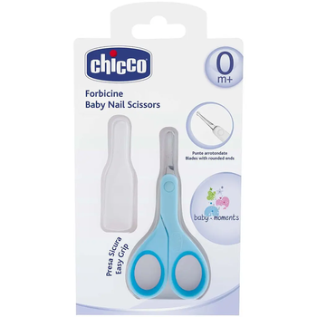 Закругленные ножнички Chicco с колпачком, голубой (05912.20) - Pampik