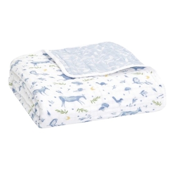 Плед Aden + Anais Outdoors Sleepy Forest, органічна бавовна, 120х120 см, блакитний (ADBO10001) - Pampik