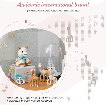 Брязкальце-прорізувач Vulli Жирафа Софі з охолоджувальною частиною, молочний з блакитним (010329) - Pampik - 6