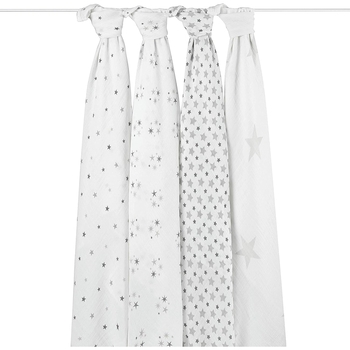 Набір пелюшок Aden + Anais Twinkle, муслін, 120х120 см, 4 шт., біло-сірий (AA2038G) - Pampik - 3