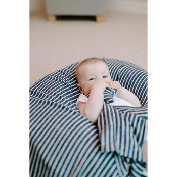 Подарунковий набір Aden + Anais Navy Stripe, пелюшка та шапочка, темно-синій з білим (AA20003) - Pampik - 3