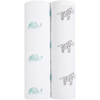 Набір пелюшок Aden + Anais Animal Kingdom, муслін, 120х120 см, 2 шт., білий (ASWO20004) - Pampik