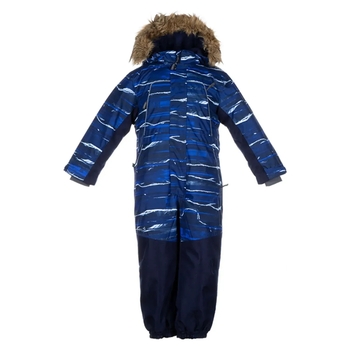 Детский зимний комбинезон Huppa Bruce, р.122, темно-синий с принтом (36330030-82686-122) - Pampik