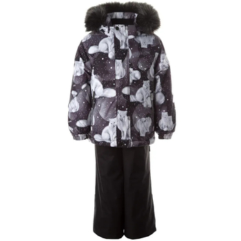 Комплект зимний Huppa Dante 1: куртка + полукомбинезон, р.104, черный с принтом (41930130-23109-104) - Pampik