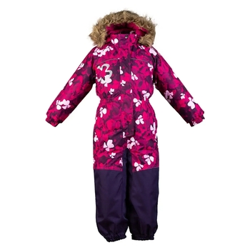 Дитячий зимовий комбінезон Huppa Chloe 1, р.128, фуксія з принтом (36190130-81663-128) - Pampik